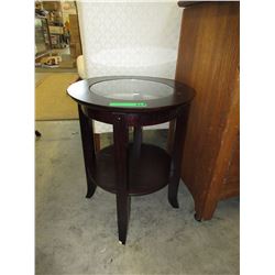 New - Round end table with glass insert top