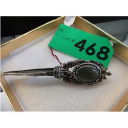 Old Scottish Celtic Green Agate Kilt Pin