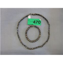 Brown freshwater pearl necklace & bracelet