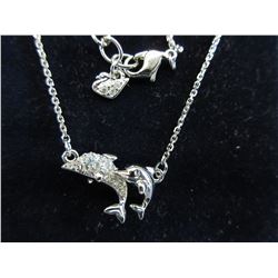 Swarovski Crystal Double Dolphin necklace