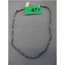 Block Rhodium plated Sterling Silver chain