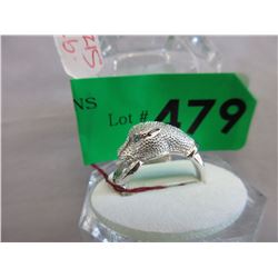 .925 Silver jaguar ring with crystal eyes