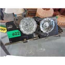 2 Vintage glass doorknob sets
