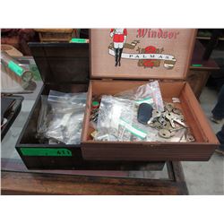 2 Wood boxes of keys & locks