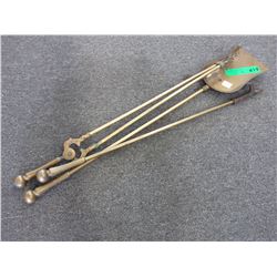 Vintage 3 piece brass fireplace set