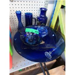 11 Cobalt blue glass items
