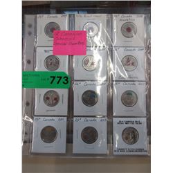 12 Canadian colorized special quarters
