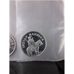 4 x .999 Silver "Indian Warrior" art rounds