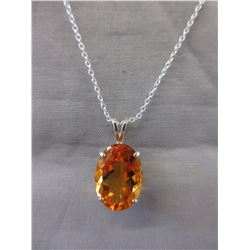 13 CT Oval Cut Citrine pendant set