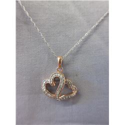 Double heart necklace set with 29 Diamonds