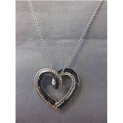 Blue & White Diamond reversible heart necklace