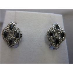 New 1.05 CT Blue Sapphire & Diamond earrings
