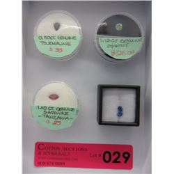 4 Gem jars filled with assorted gemstones