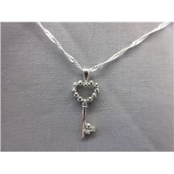 Sterling Silver heart & key necklace