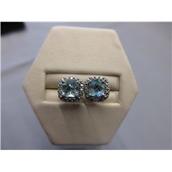 New Blue Topaz Earrings set with Diamonds