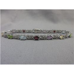 Multi-gemstone & Diamond tennis bracelet