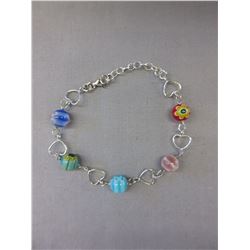 New Sterling Silver bracelet with Murano glass