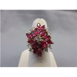 .925 Silver & Gold Estate cut crystal ring