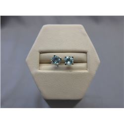 New Sterling Silver & Blue Topaz Stud Earrings
