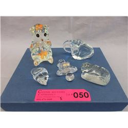 Art glass animals & Swedish bell - 5 Pieces total