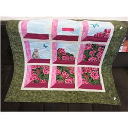 Quilted cat motif wall hanging