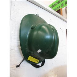 Green fireman's helmet - used