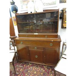 Vintage Knechtel wood china cabinet with hutch