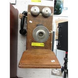 Vintage - Wood hand crank wall telephone