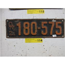 1921 Ontario license plate