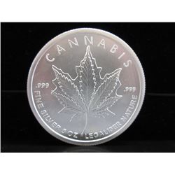 2015 Cannabis Motif Silver Round - 5 Troy oz.
