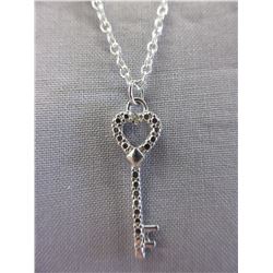 Diamond-set Key Pendant Necklace Set
