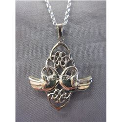 Sterling Silver Necklace set - Swan Motif pendant.