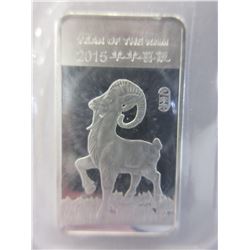 2015 " Year of the Ram" Fine Silver Art Bar