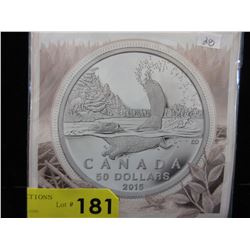 2015 Beaver Design Canada $50.00 Silver Coin