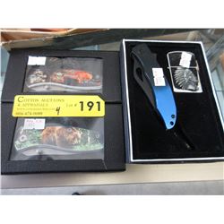 4 New folding knives - 2 with lighters