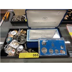 Coins, jewelry, buttons - used