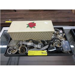 Used watch parts & vintage leather jewelry box