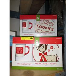 3 New Christmas themed plate & mug sets