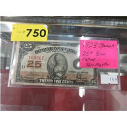 1923 Canadian .25¢ note "Shinplaster"