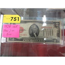 Rare 1928 USA $2 bill