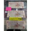 Image 1 : 3 x 1986 Mint Canadian $2 bills