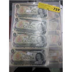 12 x 1973 Canadian $1 bills