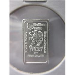 .999 Fine Silver 5 Gram Gryphon bar