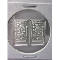 2 x .999 Fine Silver 1/10 oz. Gryphon Bars