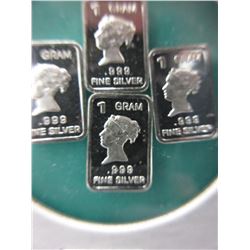 4 x .999 Fine Silver 1 Gram bars