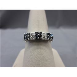 Blue Sapphire & Diamond Cluster Ring