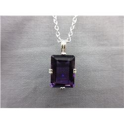 8.10 CT Emerald Cut Purple Amethyst Necklace