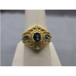 Mystic Topaz Ring set with 2 Diamonds