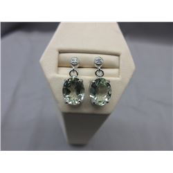 New Green Amethyst & Diamond dangle earrings