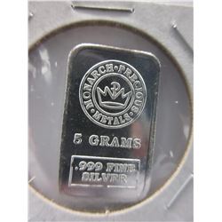.999 Fine Silver Monarch Mint bar - 5 Grams